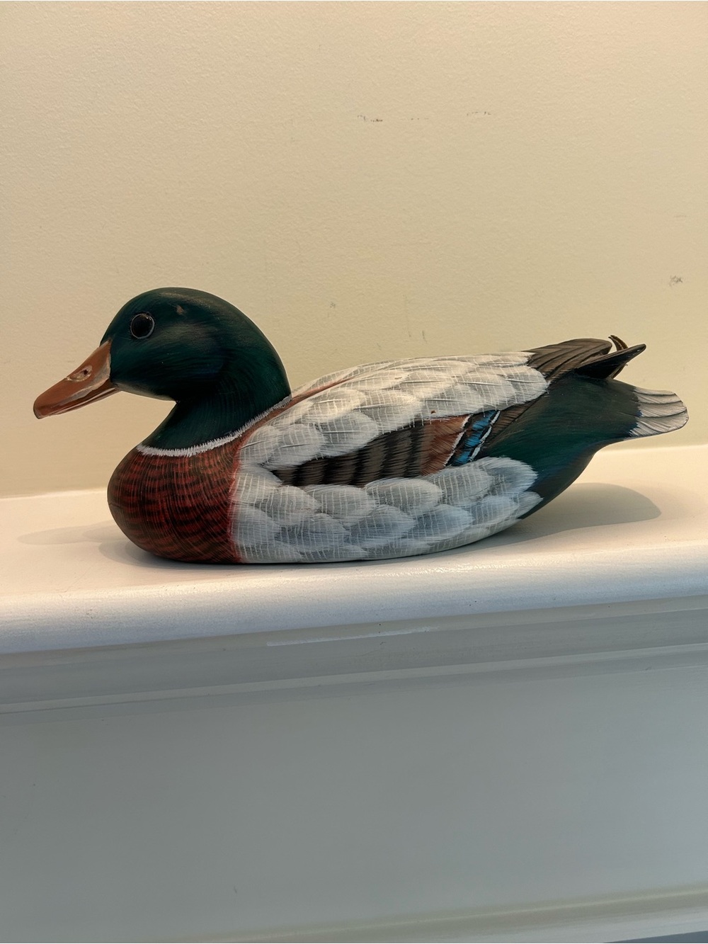 Vintage Hand-Painted Mallard Duck Decorative Figurine - plus 2 miniatures